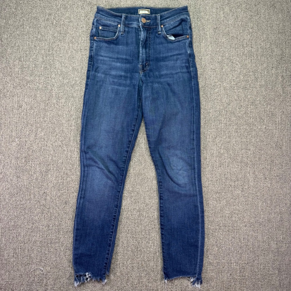 MOTHER The Stunner High Rise Fray Hem Skinny Jeans Girl Crush Wash Size 25‎ USA